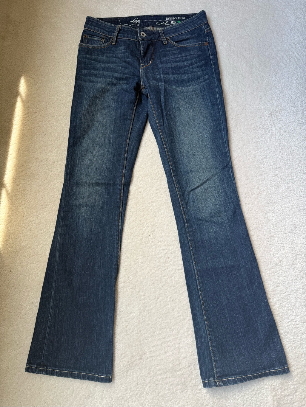 Levis Womens Skinny Bootcut Jeans In Dark Blue Denim